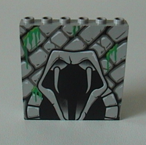Visuel indicatif Rebrickable de Brique 1 x 6 x 5 avec motif imprimé serpent pierre et bouche ouverte (Brick 1 x 6 x 5 with Stone and Open Mouth Snake Print)