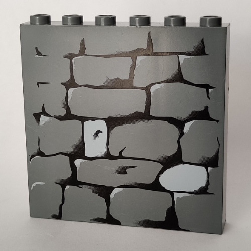 Visuel indicatif Rebrickable de Brique 1 x 6 x 5 avec motif imprimé mur de pierre (Brick 1 x 6 x 5 with Stone Wall Print)