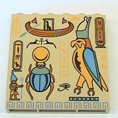 Visuel indicatif Rebrickable de Brique 1 x 6 x 5 avec Hiéroglyphes et motif imprimé Oiseau (Brick 1 x 6 x 5 with Hieroglyphs and Bird Print)