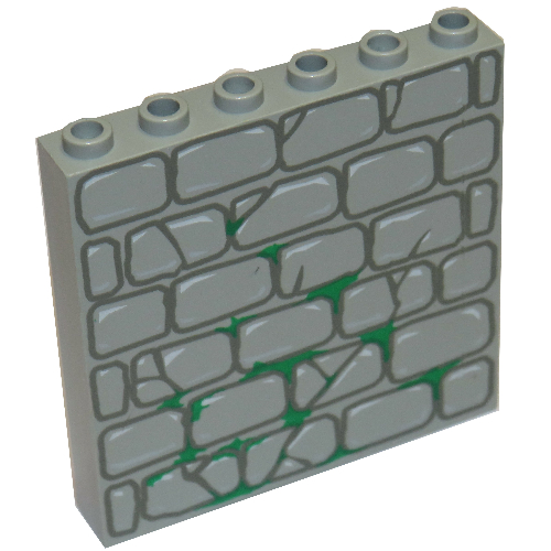 Visuel indicatif Rebrickable de Brique 1 x 6 x 5 avec motif imprimé Pierre et Mousse (Brick 1 x 6 x 5 with Stone and Moss Print)