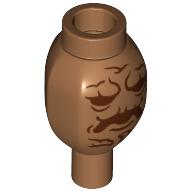 Visuel indicatif Rebrickable de Plante, légume-racine avec tenon sur le dessus et connecteur sur le fond avec motif imprimé visage mandragore brun rougeâtre (Plant, Root Vegetable with Stud on Top and Pin on Bottom with Reddish Brown Mandrake Face Print)