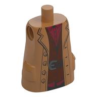 Torse grand avec poches moulées, manteau long, larges revers, chemise rouge, gilet brun rougeâtre, ceinture noire avec motif imprimé boucle argentée (Hagrid) (Torso Large with Molded Pockets, Long Coat, Broad Lapels, Red Shirt, Reddish Brown Vest, Black Belt with Silver Buckle Print (Hagrid))