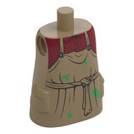Visuel indicatif Rebrickable de Torse grand avec poches moulées, dans l'ensemble, chemise rouge foncé, ceinture nouée, motif imprimé taches vertes (Torso Large with Molded Pockets, Overall, Dark Red Shirt, Knotted Belt, Green Stains Print)
