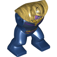 Géant du corps, Thanos, corps doré et visage lavande moyen avec motif imprimé dents nues (Body Giant, Thanos, Gold Bodysuit and Medium Lavender Face with Bare Teeth Print)