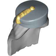 Cheveux et chapeau, long et droit, avec chapeau bleu sable avec motif imprimé pompon doré (Hair and Hat, Long and Straight, with Sand Blue Hat with Gold Tassel Print)