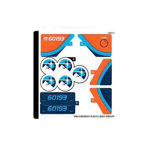 Visuel indicatif Rebrickable de Feuille d’autocollants pour le set 60193-1 (Sticker Sheet for Set 60193-1)