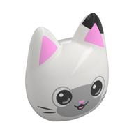 Tête de mini-poupée Spécial, Chaton/chat avec oreilles roses brillantes, tache noire, motif imprimé Visage gris bleu foncé (Minidoll Head Special, Kitten/Cat with Bright Pink Ears, Black Spot, Dark Bluish Grey Face Print)