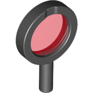 Visuel indicatif Rebrickable de Loupe avec cadre épais, poignée creuse, motif de lentille transparent-rouge (Equipment Magnifying Glass with Thick Frame, Hollow Handle, Trans-Red Lens Pattern)