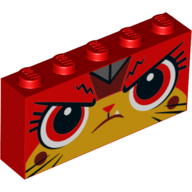 Visuel indicatif Rebrickable de Brique 1 x 5 x 2 avec Unikitty en colère, yeux rouges motif imprimé (Brick 1 x 5 x 2 with Angry Unikitty, Red Eyes Print)
