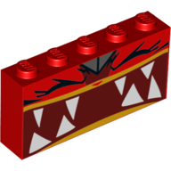 Visuel indicatif Rebrickable de Brique 1 x 5 x 2 avec Unikitty en colère, dents pointues, crocs, yeux fermés (Brick 1 x 5 x 2 with Angry Unikitty, Sharp Teeth, Fangs, Closed Eyes)