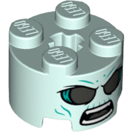 Visuel indicatif Rebrickable de Brique ronde 2 x 2 avec trou d'axe avec motif imprimé visage fantôme (Brick Round 2 x 2 with Axle Hole with Ghost Face Print)