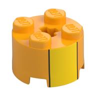 Brique ronde 2 x 2 avec motif imprimé carré jaune (Brick Round 2 x 2 with Yellow Square Print)