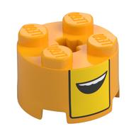 Brique ronde 2 x 2 avec Carré Jaune, Motif imprimé bouche (Brick Round 2 x 2 with Yellow Square, Mouth Print)