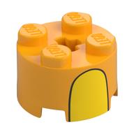 Brique ronde 2 x 2 avec motif imprimé à rayures courbes jaunes (Brick Round 2 x 2 with Yellow Curved Stripe Print)