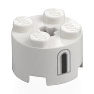 Visuel indicatif Rebrickable de Brique ronde 2 x 2 avec trou d'axe avec motif imprimé gris bleuté foncé/fenêtre noire (Brick Round 2 x 2 with Axle Hole with Dark Bluish Grey/Black Window Print)