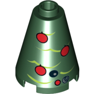 Cône 2 x 2 x 2, tenon ouvert avec des ornements rouges, branches d'arbres et instruments droïdes motif imprimé (Cone 2 x 2 x 2, Open Stud with Red Ornaments, Tree Boughs and Droid Instruments Print)