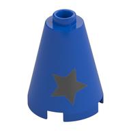 Visuel indicatif Rebrickable de Cône 2 x 2 x 2, tenon ouvert avec motif imprimé étoiles argentées (Cone 2 x 2 x 2, Open Stud with Silver Stars Print)