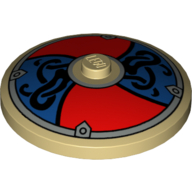 Visuel indicatif Rebrickable de Plat 4 x 4 inversé [radar] avec motif imprimé bouclier viking rouge et bleu (Dish 4 x 4 Inverted [Radar] with Viking Red and Blue Shield Print)