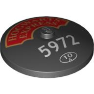 Visuel indicatif Rebrickable de Plat 4 x 4 inversé [Radar] avec Poudlard Express et '5972' et '10' en cercle motif imprimé (Dish 4 x 4 Inverted [Radar] with Hogwarts Express and '5972' and '10' in Circle Print)