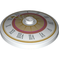Visuel indicatif Rebrickable de Plat 4 x 4 inversé [Radar] avec cadran avec motif imprimé chiffres romains (Dish 4 x 4 Inverted [Radar] with Clock Face with Roman Numerals Print)