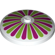 Visuel indicatif Rebrickable de Plat 4 x 4 inversé [Radar] avec motif imprimé rayures magenta et vert citron (Dish 4 x 4 Inverted [Radar] with Magenta and Lime Stripes Print)