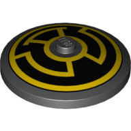 Visuel indicatif Rebrickable de Plat 4 x 4 inversé [radar] avec motif imprimé sinestro jaune (Dish 4 x 4 Inverted [Radar] with Yellow Sinestro Insignia Print)