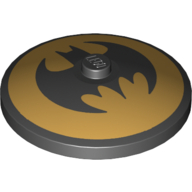 Visuel indicatif Rebrickable de Plat 4 x 4 inversé [radar] avec motif imprimé or reverse Batman logo (Dish 4 x 4 Inverted [Radar] with Gold Inverse Batman Logo Print)