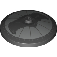 Visuel indicatif Rebrickable de Plat 4 x 4 inversé [Radar] avec Bat noir sur fond argenté Modèle de logo Batman (signal Bat) (Dish 4 x 4 Inverted [Radar] with Black Bat on Silver Background Batman Logo (Bat Signal) Pattern)