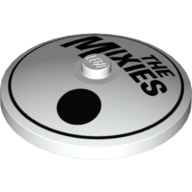 Visuel indicatif Rebrickable de Plat 4 x 4 inversé [Radar] avec cercle noir, point et motif imprimé 'THE MIXIES' (Dish 4 x 4 Inverted [Radar] with Black Circle, Dot and 'THE MIXIES' Print)