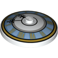 Visuel indicatif Rebrickable de Plat 4 x 4 inversé [Radar] avec cadran bleu clair avec motif imprimé chiffres romains (Dish 4 x 4 Inverted [Radar] with Clock Face Light Blue with Roman Numerals Print)