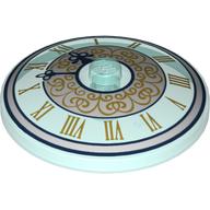 Visuel indicatif Rebrickable de Plat 4 x 4 inversé [Radar] avec cadran bleu foncé avec motif imprimé chiffres romains (Dish 4 x 4 Inverted [Radar] with Clock Face Dark Blue with Roman Numerals Print)