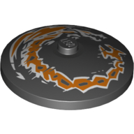 Visuel indicatif Rebrickable de Plat 4 x 4 inversé [Radar] avec deux dragons de combat orange imprimé (Dish 4 x 4 Inverted [Radar] with Two Orange Fighting Dragons Print)