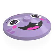 Visuel indicatif Rebrickable de Plat 4 x 4 inversé [radar] avec visage de chat, bouche ouverte, motif imprimé de stries de lavande croc (Dish 4 x 4 Inverted [Radar] with Cat Face, Open Mouth, Fang Lavender Streaks Print)