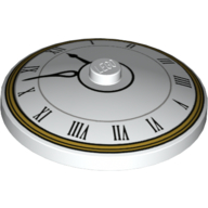 Visuel indicatif Rebrickable de Plat 4 x 4 inversé [Radar] avec Horloge à chiffres romains, 5 à 12 imprimés (Dish 4 x 4 Inverted [Radar] with Clock with Roman Numerals, 5 to 12 Print)