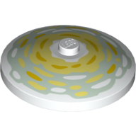 Visuel indicatif Rebrickable de Plat 4 x 4 inversé [Radar] avec des traits de peinture jaune en motif imprimé Cercles (Dish 4 x 4 Inverted [Radar] with Shade of Yellow Paint Strokes in Circles Print)