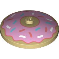 Visuel indicatif Rebrickable de Plat 4 x 4 inversé [Radar] avec Donut Glacé Rose, Saupoudrer motif imprimé (Dish 4 x 4 Inverted [Radar] with Pink Glazed Donut, Sprinkles Print)
