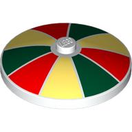 Visuel indicatif Rebrickable de Plat 4 x 4 inversé [Radar] avec motif imprimé Sections vert foncé/rouge/jaune clair (Dish 4 x 4 Inverted [Radar] with Dark Green/Red/Bright Light Yellow Sections Print)
