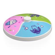Visuel indicatif Rebrickable de Plat 4 x 4 inversé [radar] avec cupcake sur champ rose vif, frites sur champ de vert citron, fleur sur motif imprimé champ bleu clair (Dish 4 x 4 Inverted [Radar] with Cupcake on Bright Pink Field, Fries on Lime Field, Flower on Bright Light Blue Field Print)