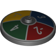 Visuel indicatif Rebrickable de Plat 4 x 4 inversé [Radar] avec quadrants rouge/vert foncé/bleu/jaune, blanc 1, 2, 3, 4 imprimé (Dish 4 x 4 Inverted [Radar] with Red/Dark Green/Blue/Yellow Quadrants, White 1, 2, 3, 4 Print)