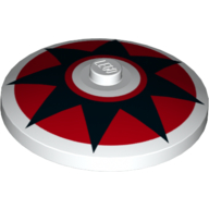 Visuel indicatif Rebrickable de Plat 4 x 4 inversé [Radar] avec étoile noire, motif imprimé cercle rouge (Dish 4 x 4 Inverted [Radar] with Black Star, Red Circle Print)