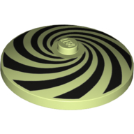 Visuel indicatif Rebrickable de Plat 4 x 4 inversé [radar] avec des lignes en spirale noire motif imprimé (Dish 4 x 4 Inverted [Radar] with Black Spiral Lines Print)