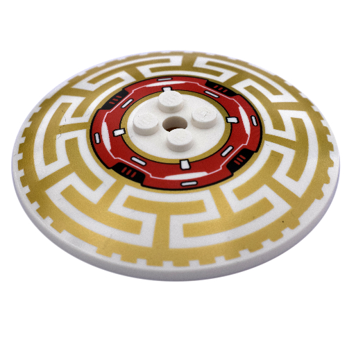 Visuel indicatif Rebrickable de Plat 8 x 8 inversé [Radar] avec motif imprimé géométrique rouge, noir et or nacré (Dish 8 x 8 Inverted [Radar] with Red, Black and Pearl Gold Geometric Print)