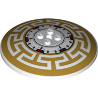 Visuel indicatif Rebrickable de Plat 8 x 8 inversé [Radar] avec motif imprimé géométrique rouge, noir et or nacré (Dish 8 x 8 Inverted [Radar] with Red, Black and Pearl Gold Geometric Print)