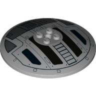 Visuel indicatif Rebrickable de Plat 8 x 8 inversé [radar] avec motif imprimé vaisseau spatial noir (Dish 8 x 8 Inverted [Radar] with Black Spaceship Print)