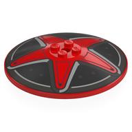 Visuel indicatif Rebrickable de Plat 8 x 8 inversé [radar] avec chapeau de moyeu, rayons rouges motif imprimé (Dish 8 x 8 Inverted [Radar] with Hub Cap, Red Spokes Print)