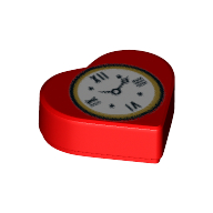Visuel indicatif Rebrickable de Tuile 1 x 1 cœur avec motif imprimé horloge (Tile 1 x 1 Heart with Clock Print)