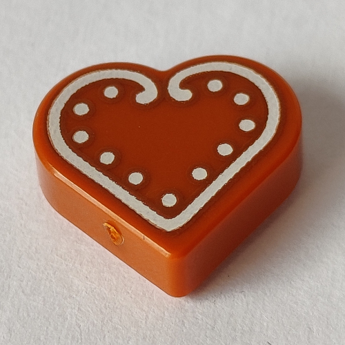 Visuel indicatif Rebrickable de Tuile 1 x 1 cœur avec biscuit, glaçage blanc imprimé (Tile 1 x 1 Heart with Cookie, White Icing Print)