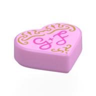 Visuel indicatif Rebrickable de Tuile 1 x 1 cœur avec Rose Foncé 'G + F', Or Décorations motif imprimé (Tile 1 x 1 Heart with Dark Pink 'G + F', Gold Decorations Print)
