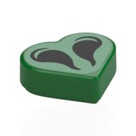 Visuel indicatif Rebrickable de Tuile 1 x 1 cœur avec des narines noires sur fond vert clair motif imprimé (Tile 1 x 1 Heart with Black Nostrils on Light Green Background Print)