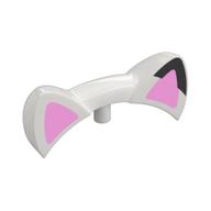 Accessoires de coiffure Oreilles de chat avec connecteur, Oreilles de corail, motif imprimé tache noire (Headwear Accessory Cat Ears with Pin, Coral Ears, Black Spot Print)